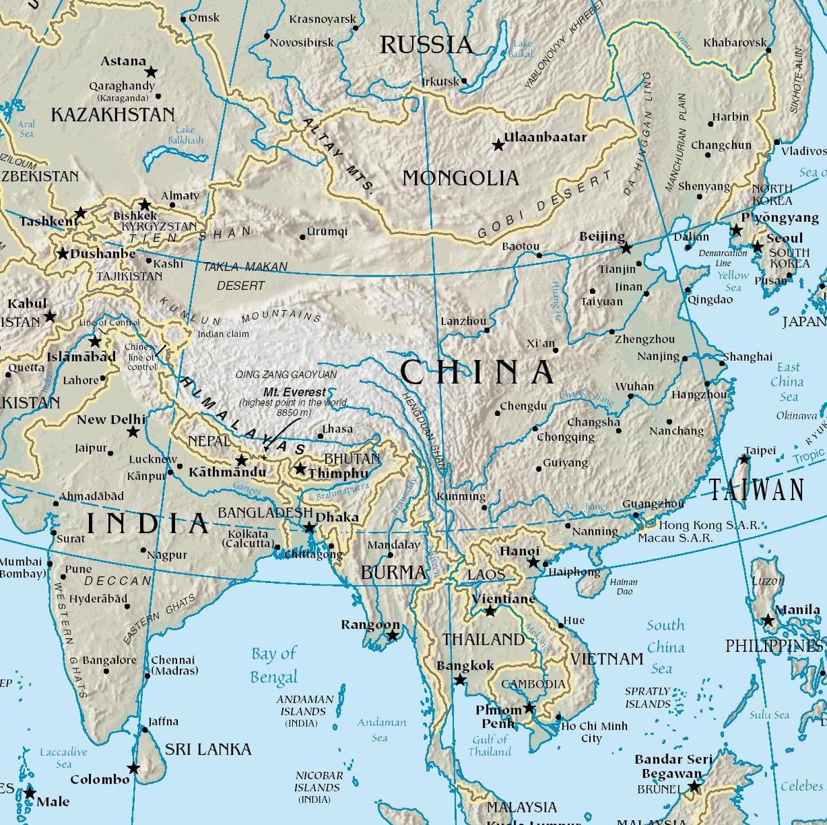 ਮੰਗੋਲੀਆਈ ਪਠਾਰ ਨਕਸ਼ਾ ਸਥਿਤੀ