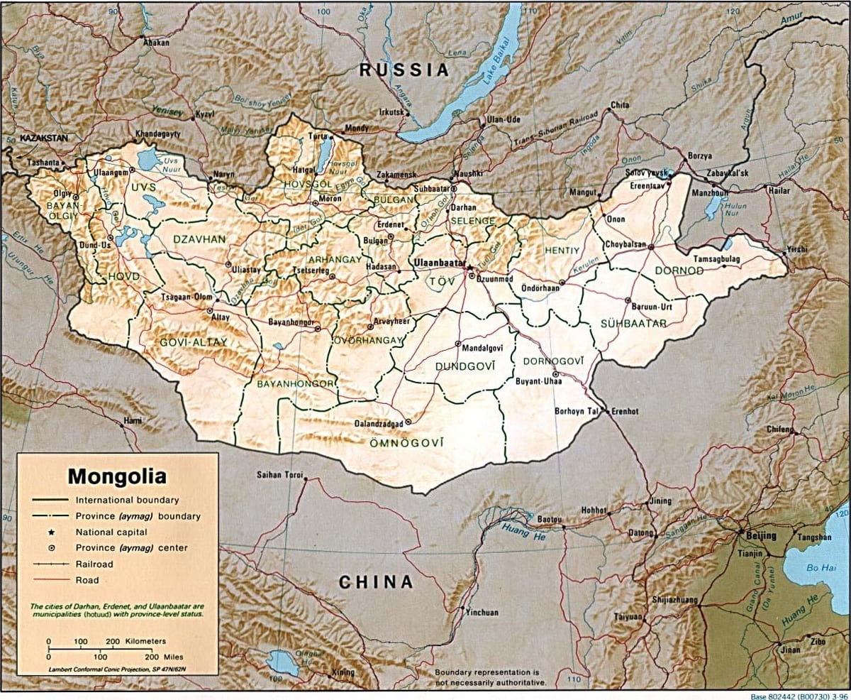 ਮੰਗੋਲੀਆ ਭੂਗੋਲਿਕ ਨਕਸ਼ਾ