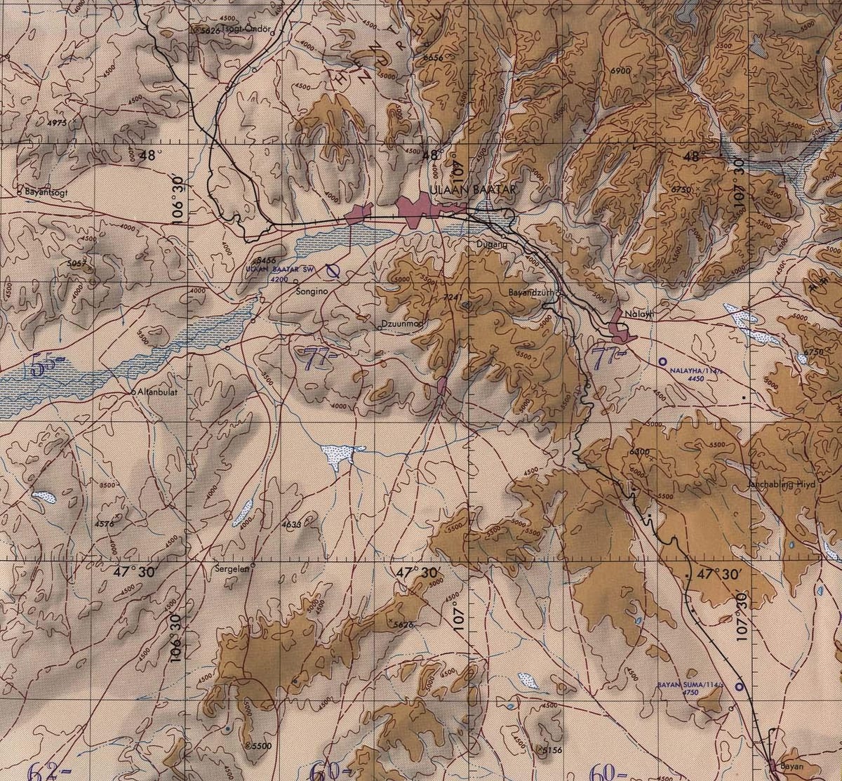 ਨਕਸ਼ਾ ਮੰਗੋਲੀਆ ਦੇ topographic
